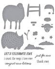 Spellbinders - On the Farm Collection - Clear Stamp & Dies - Counting Sheep-ScrapbookPal