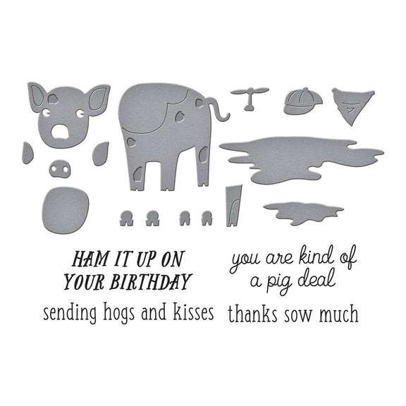 Spellbinders - On the Farm Collection - Clear Stamp &amp; Dies - Ham It Up-ScrapbookPal