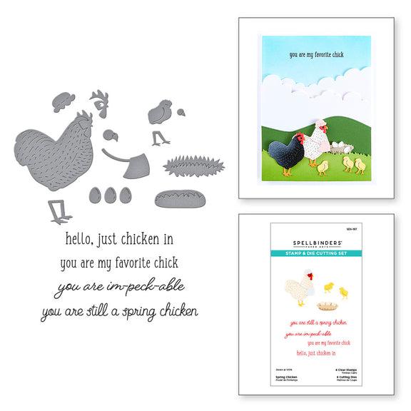 Spellbinders - On the Farm Collection - Clear Stamp & Dies - Spring Chicken-ScrapbookPal