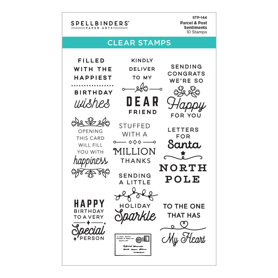 Spellbinders - Parcel &amp; Post Collection - Clear Stamps - Parcel &amp; Post Sentiments-ScrapbookPal