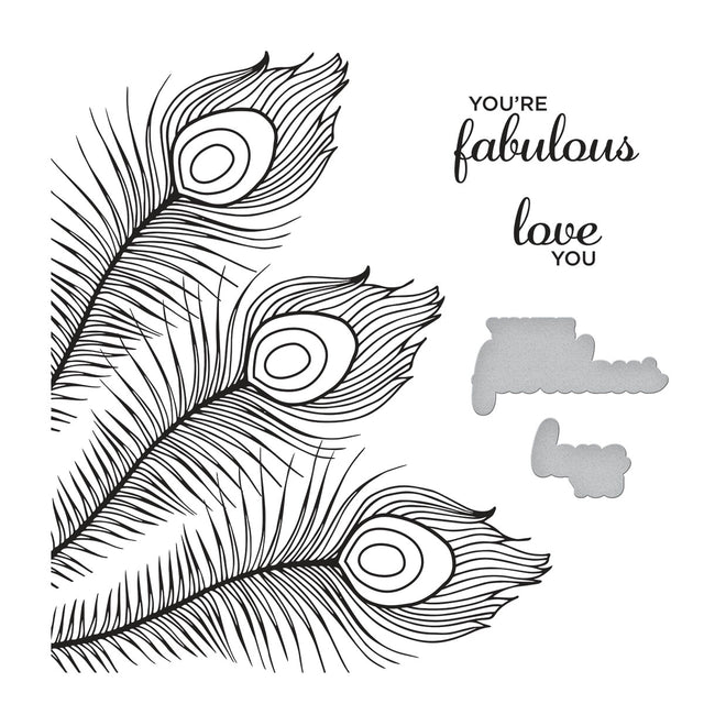 Spellbinders - Peacock Paradise Collection - Press Plates &amp; Dies - Fabulous Feathers-ScrapbookPal