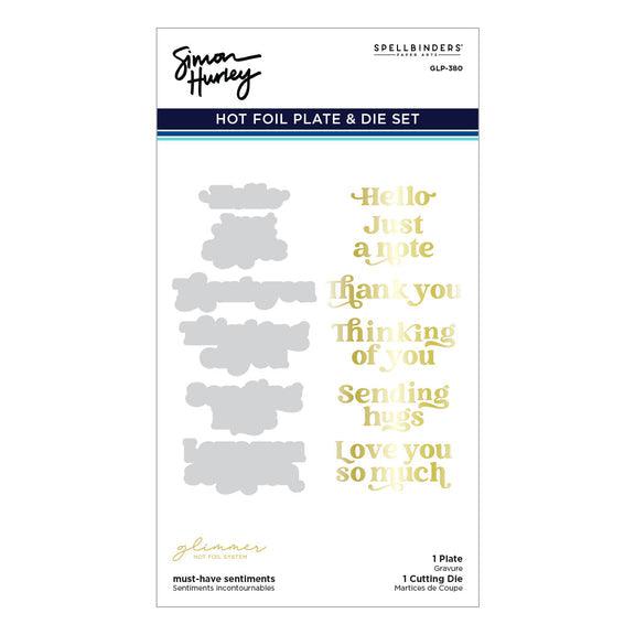 Spellbinders - Photosynthesis Collection - Glimmer Hot Foil Plate & Die Set - Must-Have Sentiments-ScrapbookPal
