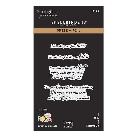 Spellbinders - Say Cheese Classic Pooh Baby Collection - Press Plate & Dies - Sweet Sentiments-ScrapbookPal