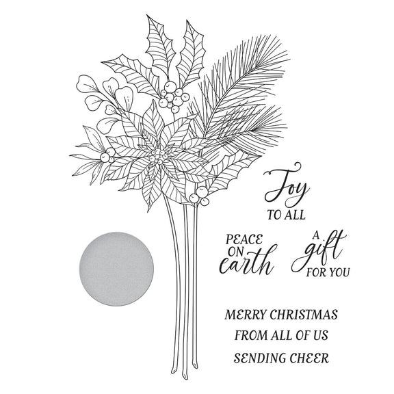 Spellbinders - Sealed 3D Christmas Collection - Press Plate &amp; Dies - Poinsettia Stems-ScrapbookPal