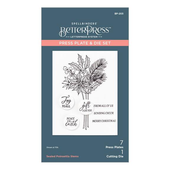 Spellbinders - Sealed 3D Christmas Collection - Press Plate &amp; Dies - Poinsettia Stems-ScrapbookPal