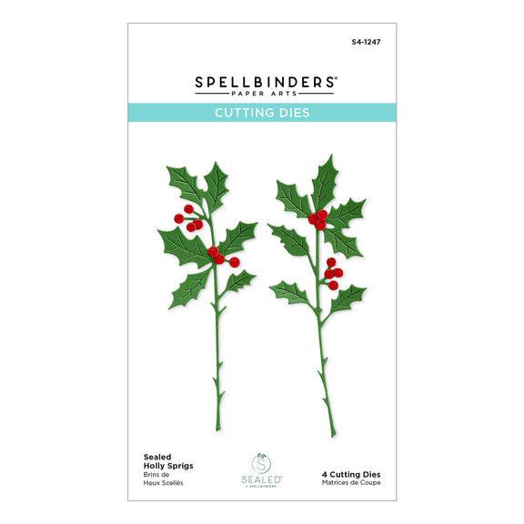 Spellbinders - Sealed for the Holidays Collection - Dies - Sealed Holly Sprigs-ScrapbookPal