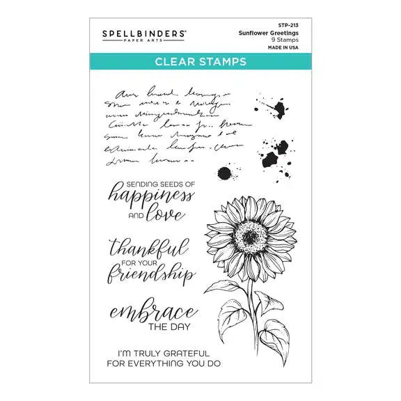 Spellbinders - Serenade of Autumn Collection - Clear Stamps - Sunflower Greetings-ScrapbookPal