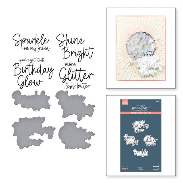 Spellbinders - Shine Bright Collection - Press Plates &amp; Dies - Sparkle On Sentiments-ScrapbookPal