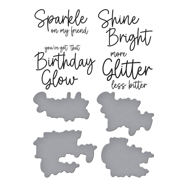 Spellbinders - Shine Bright Collection - Press Plates &amp; Dies - Sparkle On Sentiments-ScrapbookPal