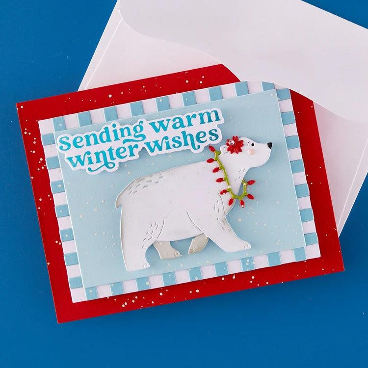 Spellbinders - Simon's Sentiments Collection - Letterpress + Foil Plate &amp; Dies - Wonderful Winter Sentiments-ScrapbookPal