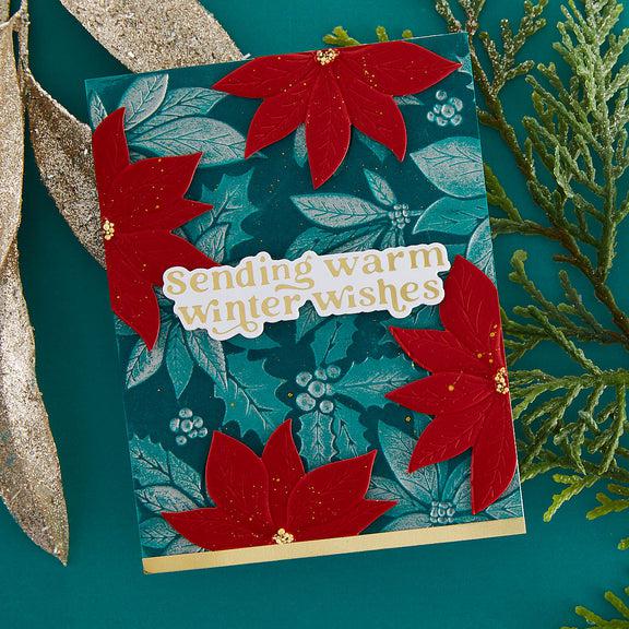 Spellbinders - Simon&#39;s Snow Globes Collection - 3D Embossing Folder &amp; Die - Playful Poinsettia-ScrapbookPal