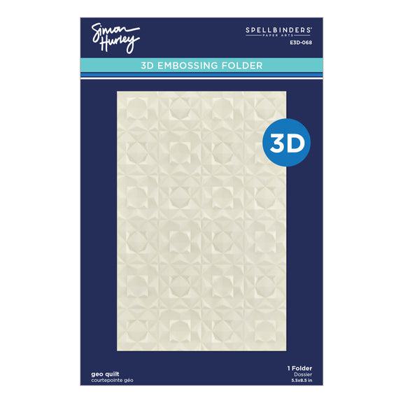 Spellbinders - Simon's Snow Globes Collection - 3D Embossing Folder - Geo Quilt-ScrapbookPal