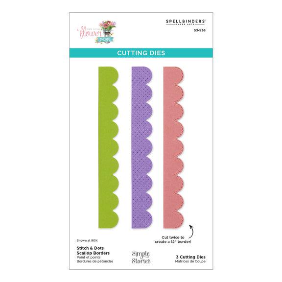 Spellbinders - Simple Vintage Flower Shoppe Collection - Dies - Stitch & Dots Scallop Borders-ScrapbookPal