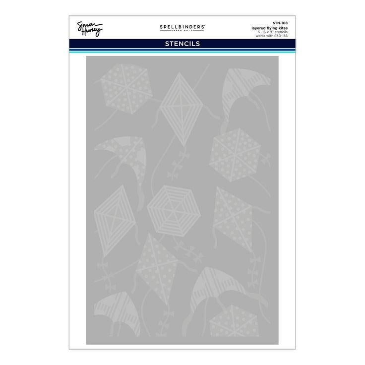 Spellbinders - Sky&#39;s the Limit Collection - 3D Embossing Folder &amp; Stencils Set - Flying Kites-ScrapbookPal
