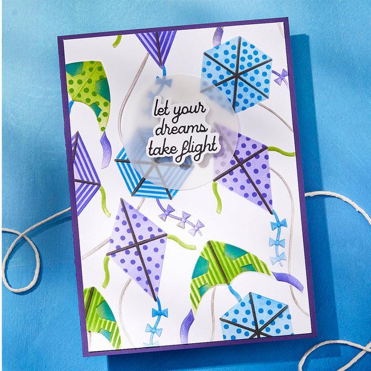 Spellbinders - Sky&#39;s the Limit Collection - 3D Embossing Folder &amp; Stencils Set - Flying Kites-ScrapbookPal