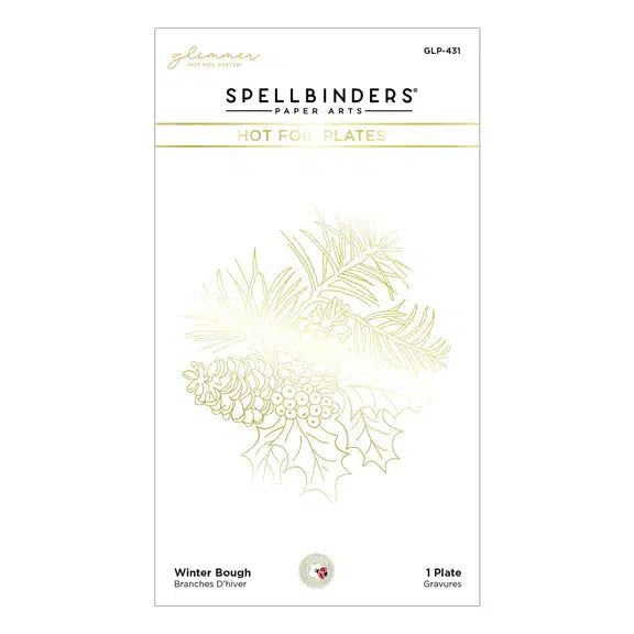 Spellbinders - Snow Garden Collection - Glimmer Hot Foil Plate &amp; Die Set - Winter Bough-ScrapbookPal