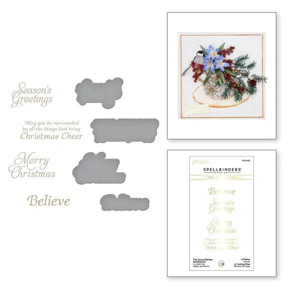Spellbinders - Snow Garden Collection - Glimmer Hot Foil Plate - Snow Garden Sentiments-ScrapbookPal