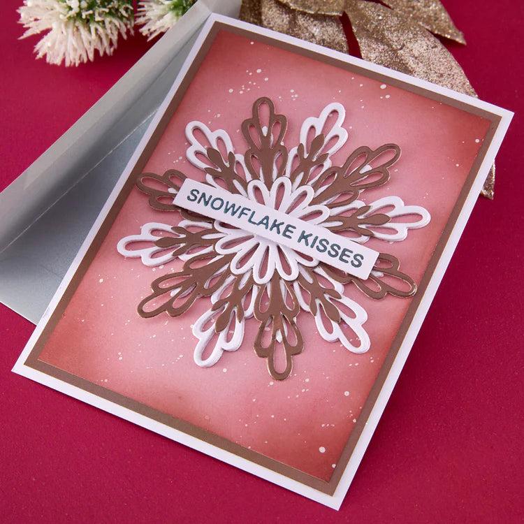 Spellbinders - Snowflake Kisses Collection - Letterpress + Foil Plate &amp; Cut - Snowflake Kisses Sentiments-ScrapbookPal