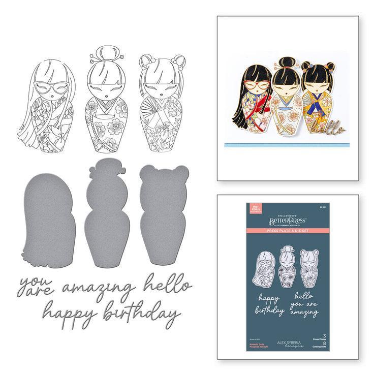Spellbinders - Spring in Kyoto Collection - Press Plates & Dies - Kokeshi Dolls-ScrapbookPal
