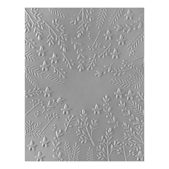 Spellbinders - Starry Holiday Collection - 3D Embossing Folder - Stars and Fronds Frame-ScrapbookPal