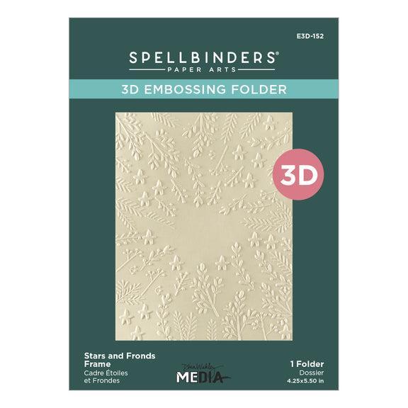Spellbinders - Starry Holiday Collection - 3D Embossing Folder - Stars and Fronds Frame-ScrapbookPal
