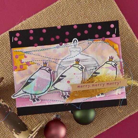 Spellbinders - Starry Holiday Collection - Registration Press Plates & Dies - Merry, Merry, Merry Bird-ScrapbookPal