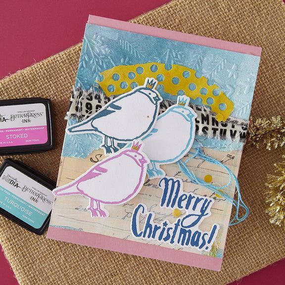 Spellbinders - Starry Holiday Collection - Registration Press Plates & Dies - Merry, Merry, Merry Bird-ScrapbookPal
