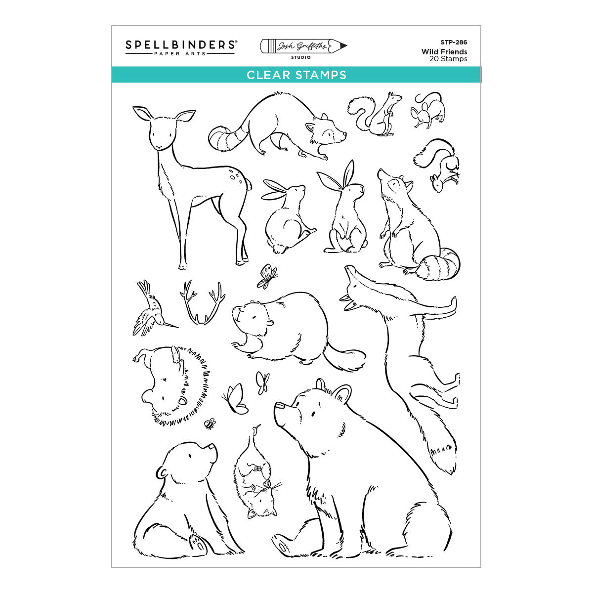 Spellbinders - Storybook Illustrations Collection - Clear Stamps - Wild Friends-ScrapbookPal