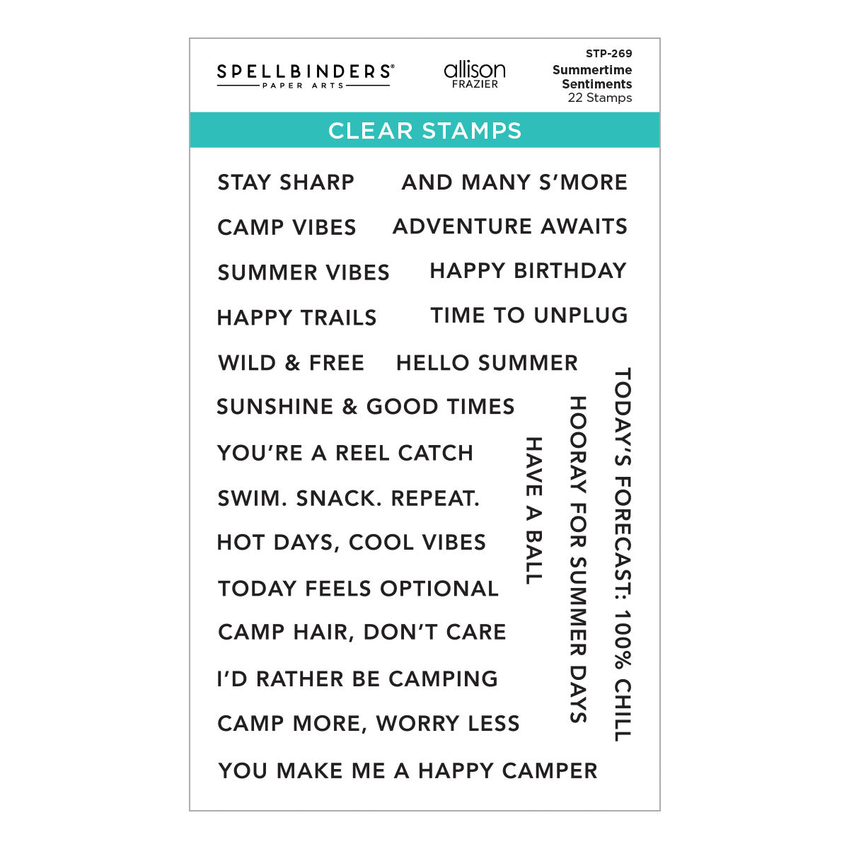 Spellbinders - Summer Camp Collection - Clear Stamps - Summertime Sentiments-ScrapbookPal