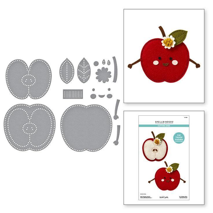 Spellbinders - Summer Felt Stitch &amp; Create Collection - Dies - Felt Cheeky Apple-ScrapbookPal