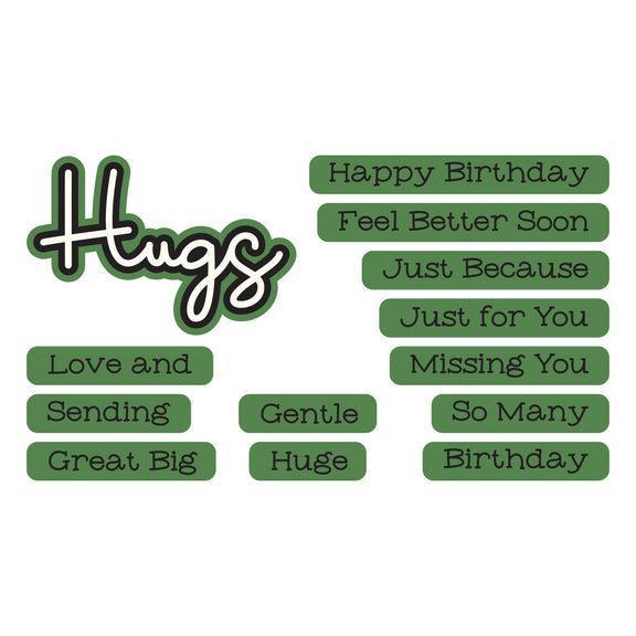 Spellbinders - Summertime Collection - Clear Stamps & Dies - Love and Hugs Sentiments-ScrapbookPal
