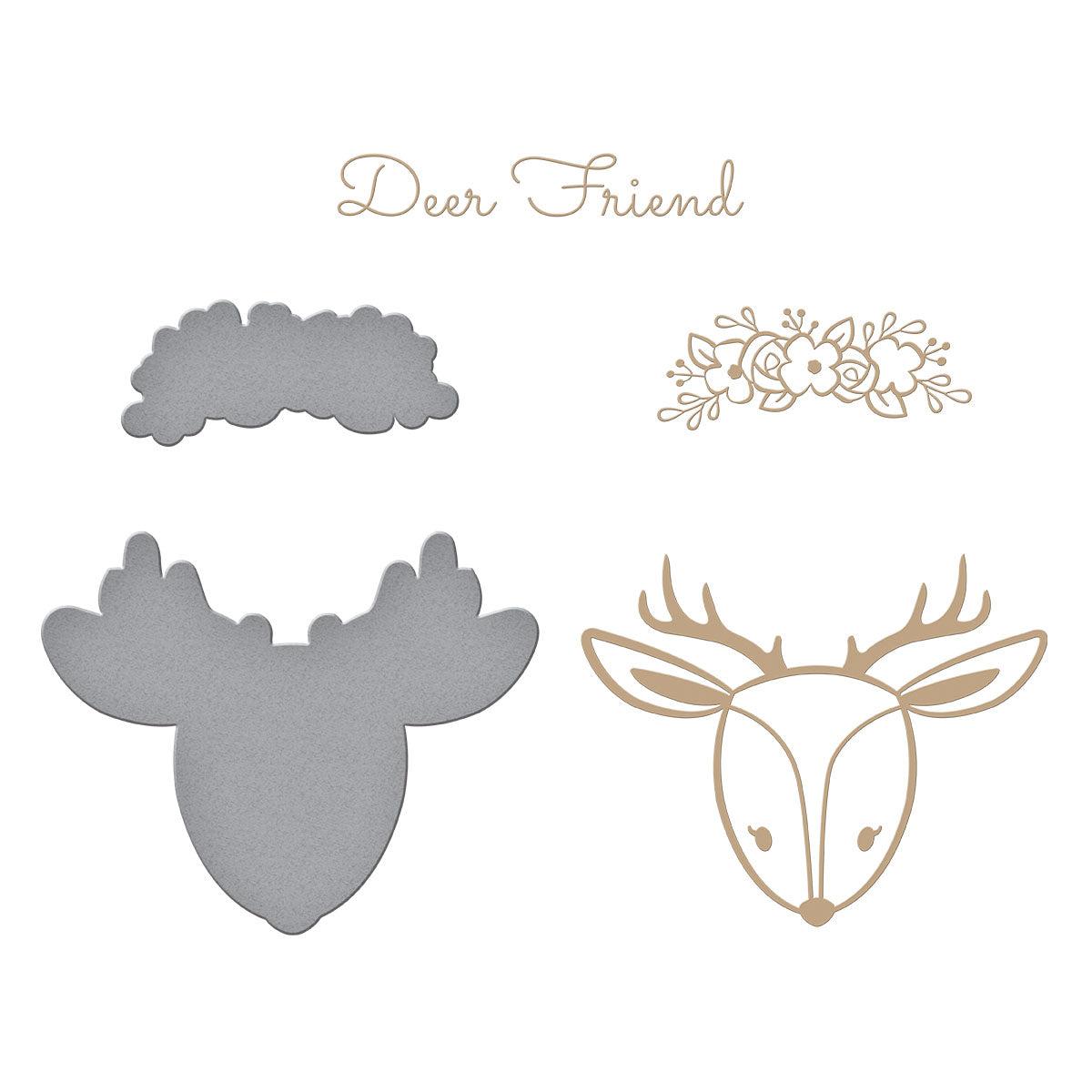 Spellbinders - Sweet Cardlets Collection - Glimmer Hot Foil Plate &amp; Die Set - Deer Friend-ScrapbookPal