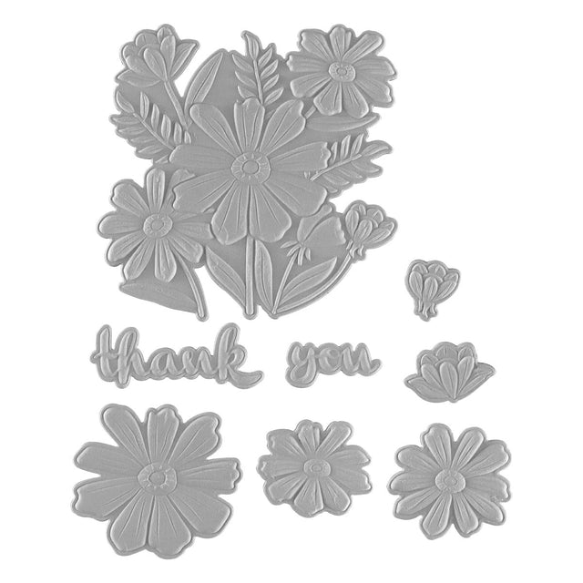 Spellbinders - Tabbed Classic Collection - 3D Embossing Folder & Dies - Thank You Bouquet-ScrapbookPal