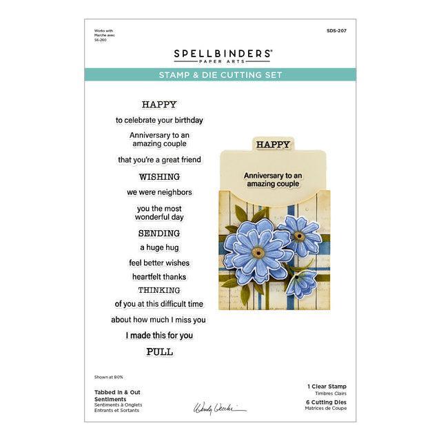 Spellbinders - Tabbed Classic Collection - Clear Stamps &amp; Dies - Tabbed In &amp; Out Sentiments-ScrapbookPal