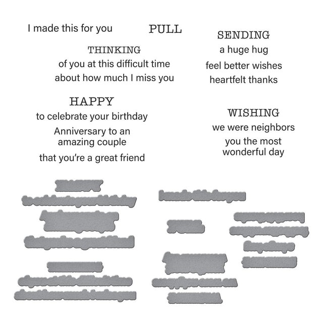 Spellbinders - Tabbed Classic Collection - Clear Stamps &amp; Dies - Tabbed In &amp; Out Sentiments-ScrapbookPal