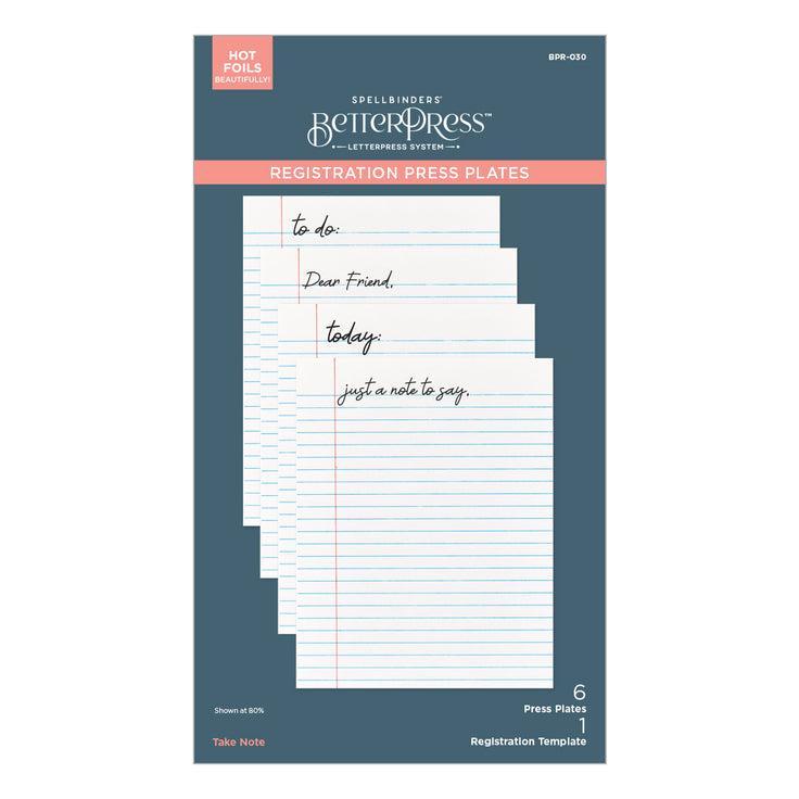 Spellbinders - Take Note Collection - Registration Press Plates - Take Note-ScrapbookPal