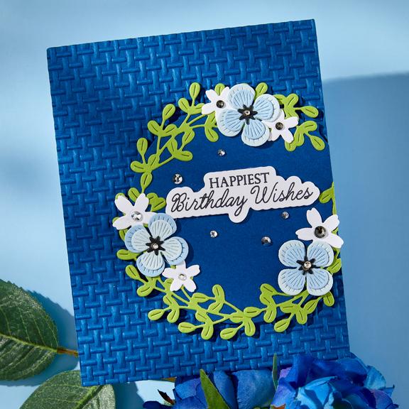 Spellbinders - Texture &amp; Foliage Collection - Press Plate &amp; Dies - Birthday Wishes Sentiments-ScrapbookPal