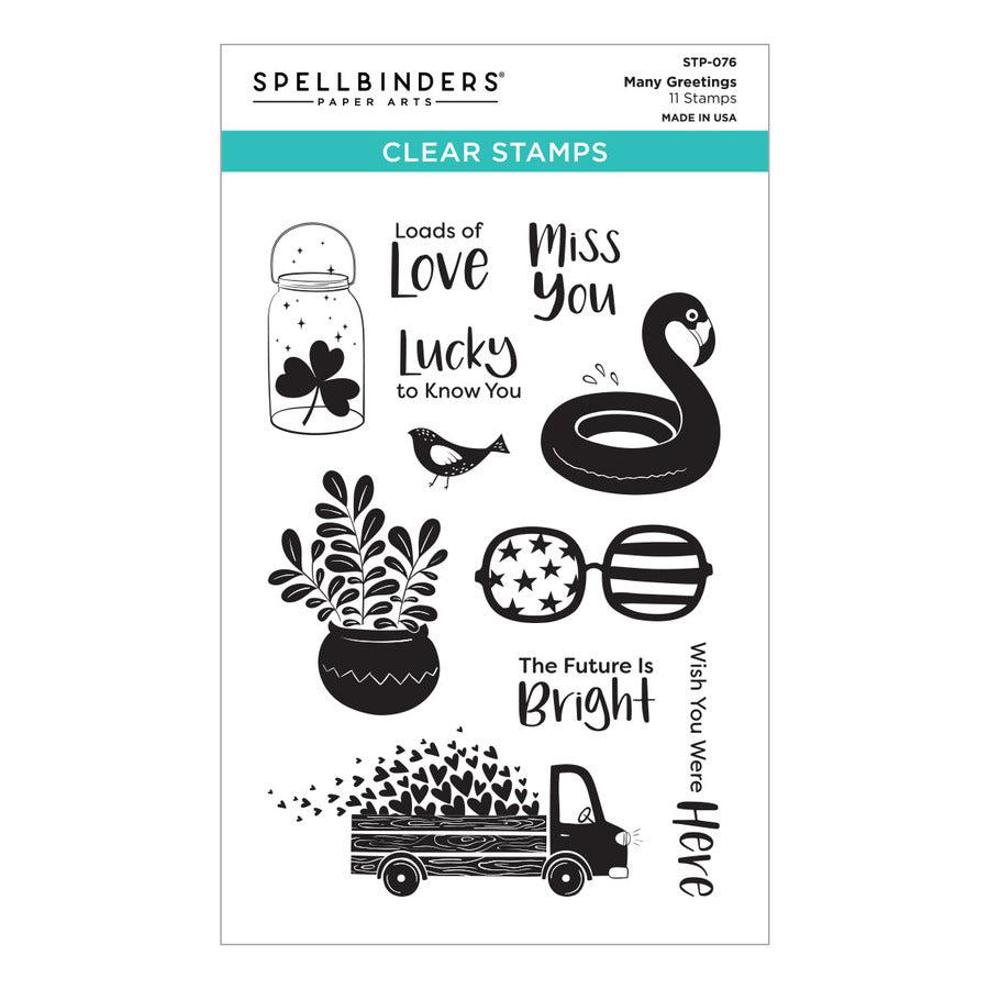 Spellbinders - The Cardmaker III Collection - Clear Stamps - Many Greetings-ScrapbookPal