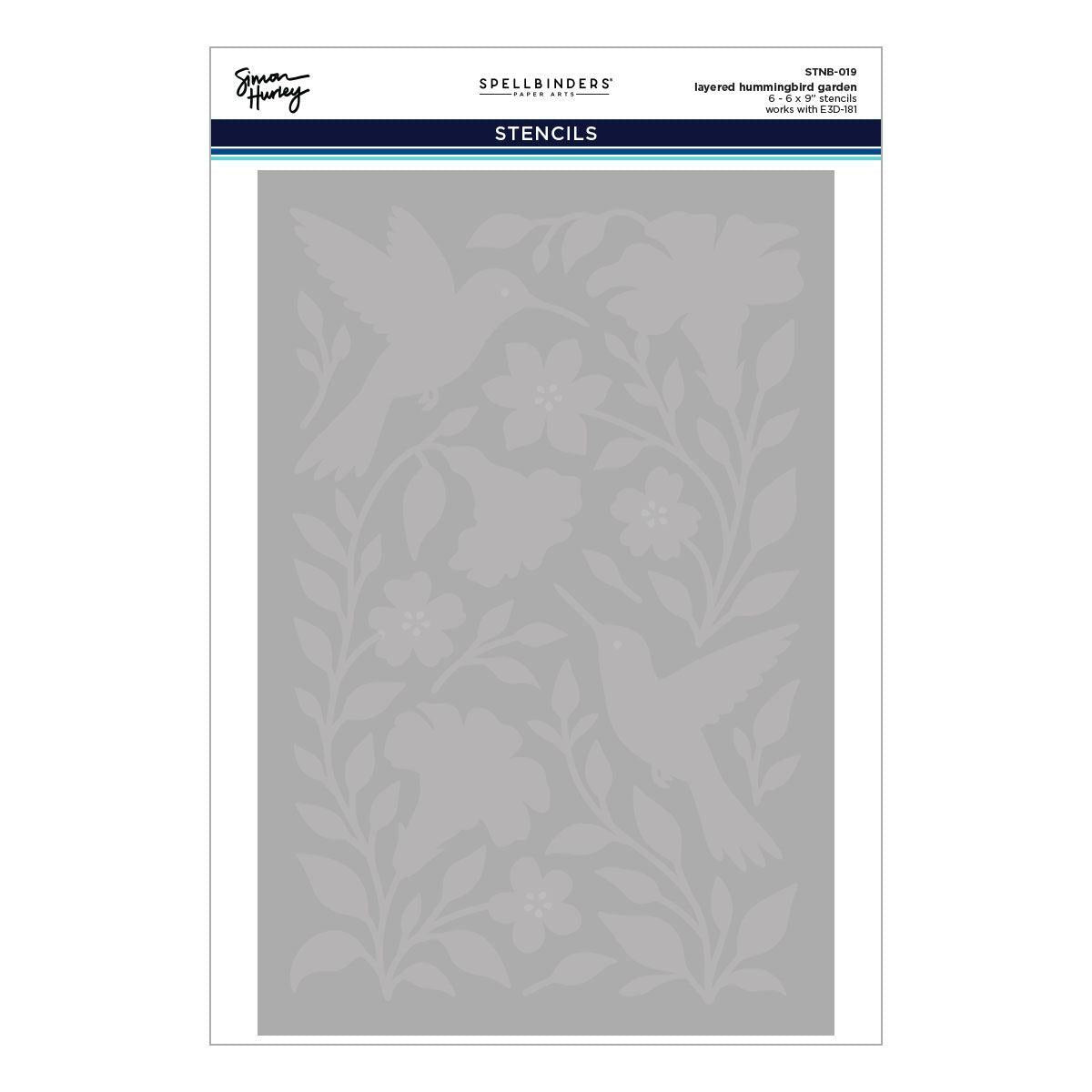 Spellbinders - Timeless Textures Collection - 3D Embossing Folder &amp; Stencils - Hummingbird Garden-ScrapbookPal