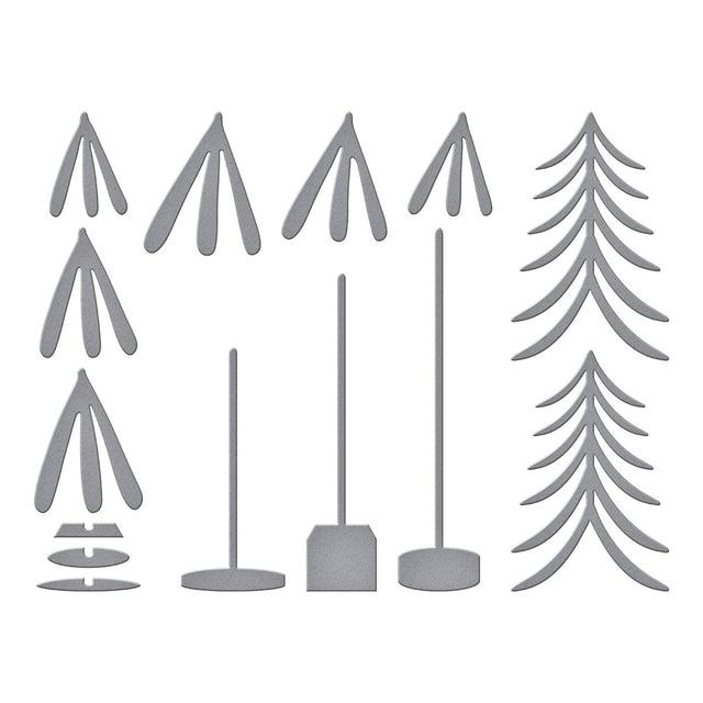 Spellbinders - Timeless Trees Collection - Dies - Whimsical Bottle Brush Trees-ScrapbookPal
