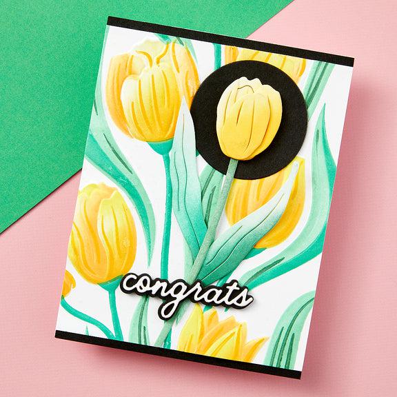 Spellbinders - Tulip Garden Collection - 3D Embossing Folder &amp; Stencils Bundle - Twirling Tulips-ScrapbookPal