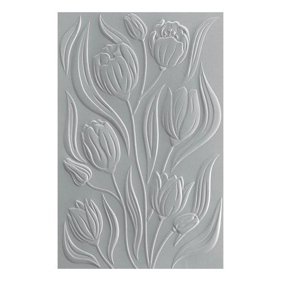 Spellbinders - Tulip Garden Collection - 3D Embossing Folder &amp; Stencils Bundle - Twirling Tulips-ScrapbookPal