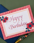 Spellbinders - Upright Italic Everyday Sentiments Collection - Letterpress + Foil Plate - Upright Italic Happy Birthday-ScrapbookPal