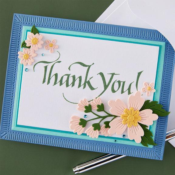 Spellbinders - Upright Italic Everyday Sentiments Collection - Letterpress + Foil Plate - Upright Italic Thank You!-ScrapbookPal