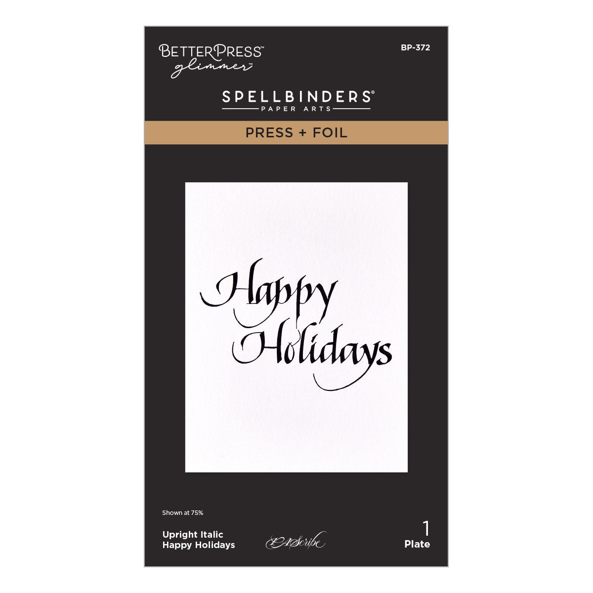 Spellbinders - Upright Italic Holiday Sentiments Collection - Letterpress + Foil Plate - Upright Italic Happy Holidays-ScrapbookPal