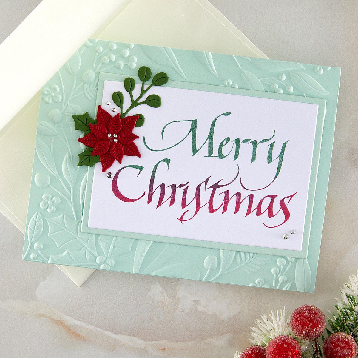 Spellbinders - Upright Italic Holiday Sentiments Collection - Letterpress + Foil Plate - Upright Italic Merry Christmas-ScrapbookPal