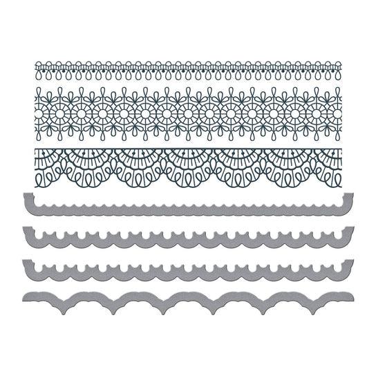 Spellbinders - Vivid Expressions Collection - Press Plates &amp; Dies - Pressed Lace Borders-ScrapbookPal