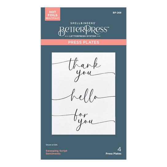 Spellbinders - Vivid Expressions Collection - Press Plates - Sweeping Script Sentiments-ScrapbookPal