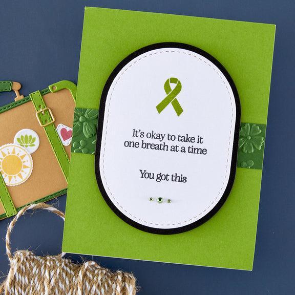 Spellbinders - We All Have Baggage Collection - Clear Stamps &amp; Dies - Awareness Ribbon and Sentiments-ScrapbookPal