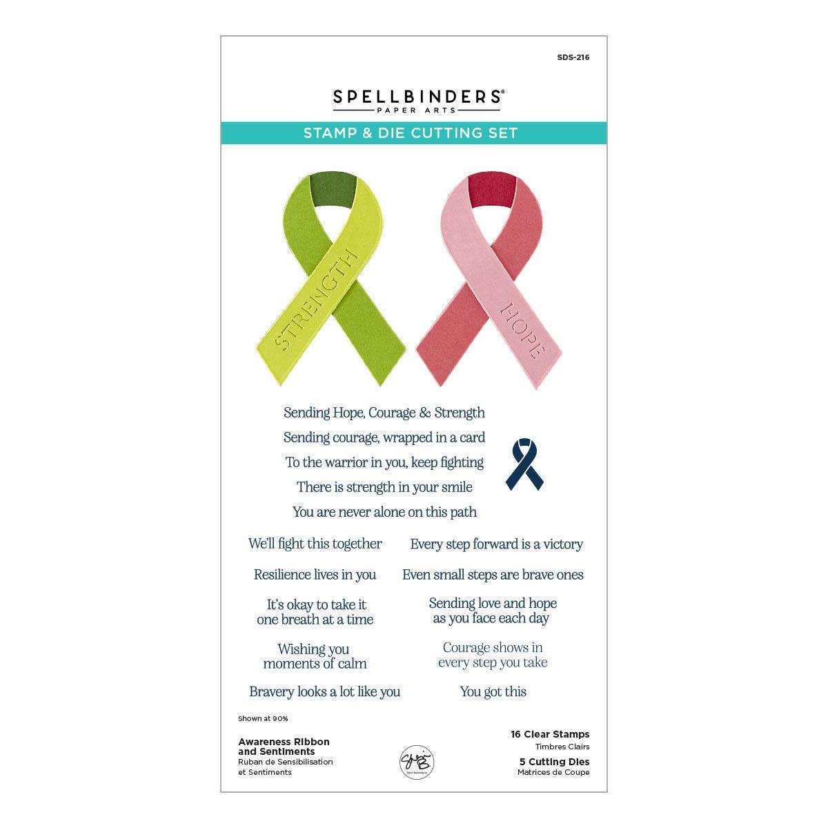 Spellbinders - We All Have Baggage Collection - Clear Stamps &amp; Dies - Awareness Ribbon and Sentiments-ScrapbookPal